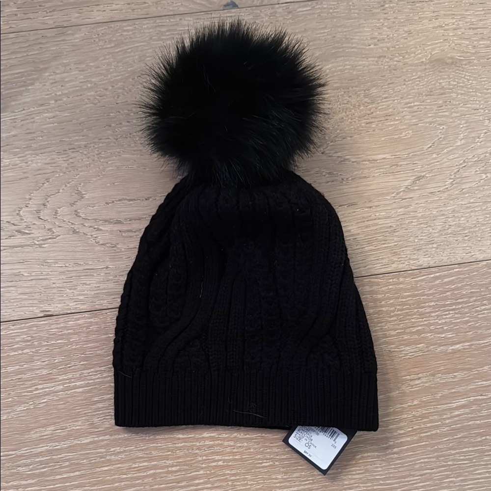 Club Monaco Black Knit Pom-Pom Hat
